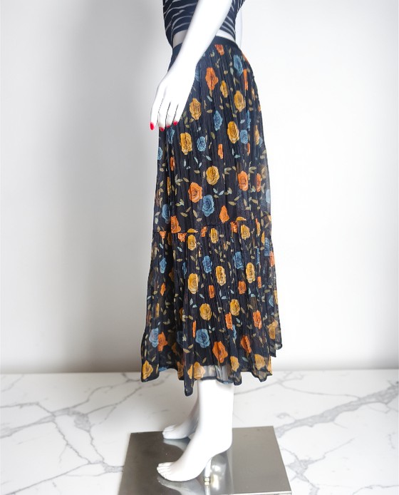 Floral Print Net Skirt