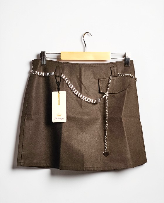 Leather Skirt With Chain